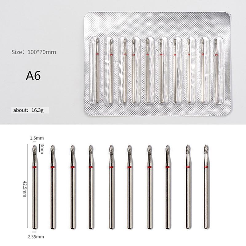 

10 шт. алмазные сверла для ногтей, вращающиеся электрические фрезы для педикюра, маникюра, пилочки для кутикулы, инструменты для ногтей, аксессуары