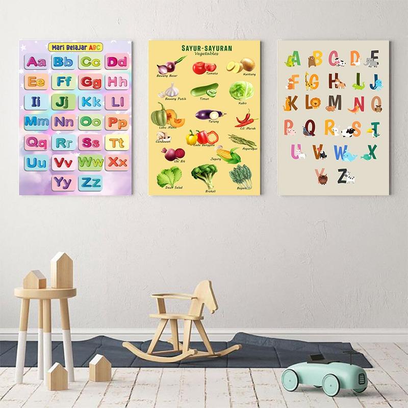 Kids Learning Education Posters English Letters and Numbers Canvas Painting Nordic Nursery Baby Bedroom Wall Art Home Decor