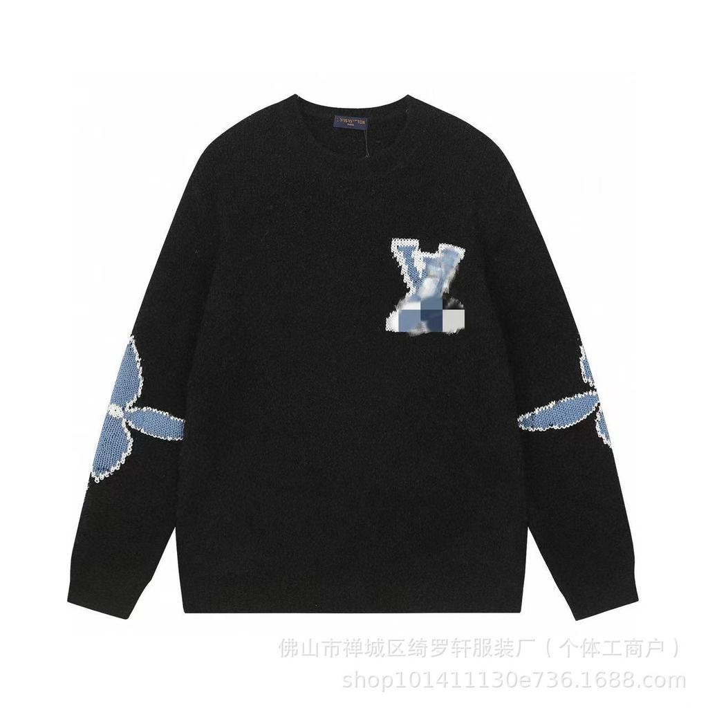 Herrtröja i lyxig jacquardstickning med L-bokstav för höst/vinter