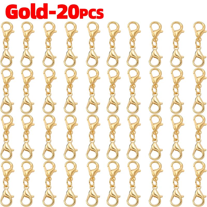 50pcs Metal Double Head Lobster Clasp Extension Claw Connector Suitable for Necklace Bracelets DIY Jewelry Making Accessories