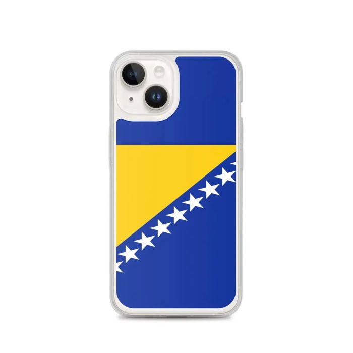 Coque iPhone - Multicolore - Drapeau Bosnie-Herzégovine - Souple - TPU - Silicone transparent