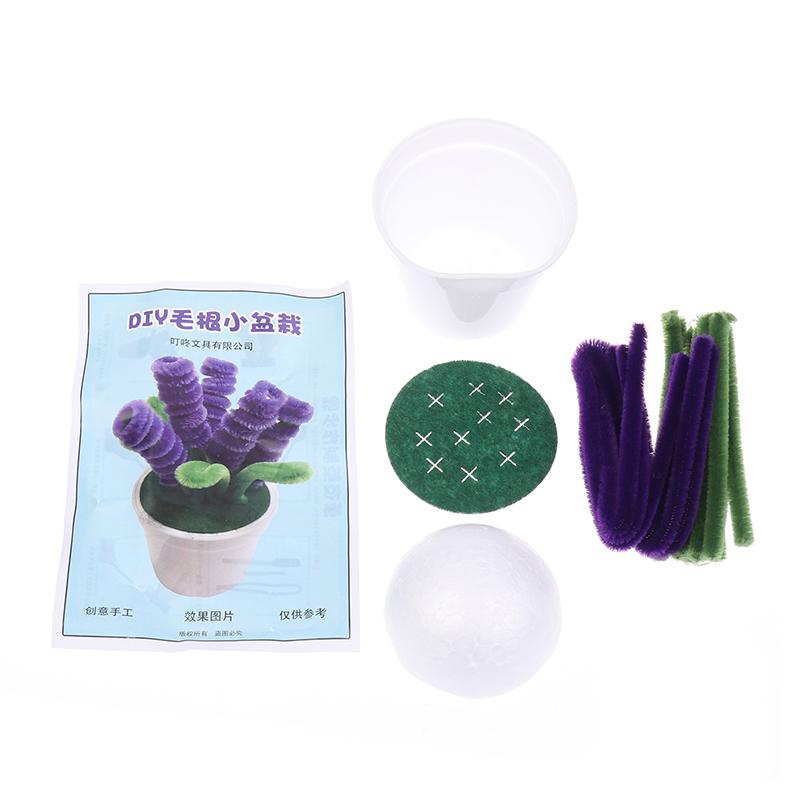 1 Set Kids Creativity Handicraft Diy Flower Pot Multicolour Chenille Stems Pipe Cleaners Handmade Children Toys