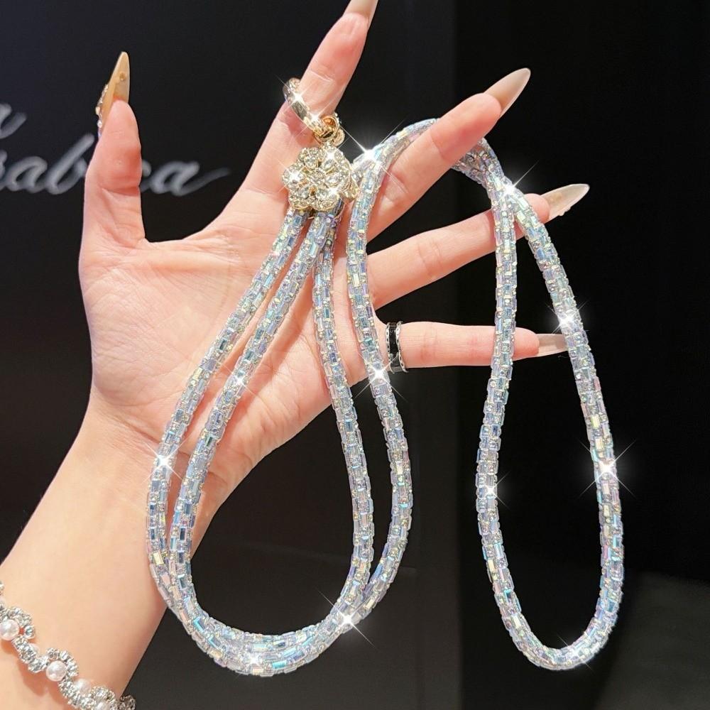 Bling Crossbody Chain Strap Rhinestone Beaded Phone Chain Portable Crystal Phone Chain For Women