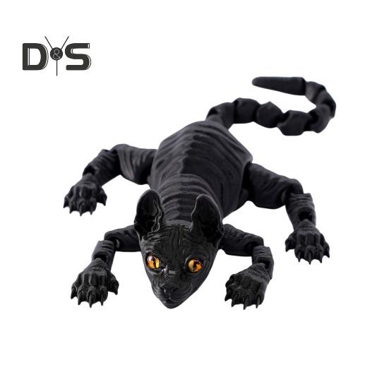 

3D-печатная фигурка лысой кошки с подвижными суставами, фигурка кошки-сфинкса, шарнирная модель животного, игрушка для домашнего офиса, книжной полки, украшения для рабочего стола, орнамент J