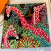Trois Girafe Hijabs Foulard Femme Bandana Fait Main Sergé Bouclé Soie Carré Foulard de Luxe Foulards de Tête Écharpes 90Cm
