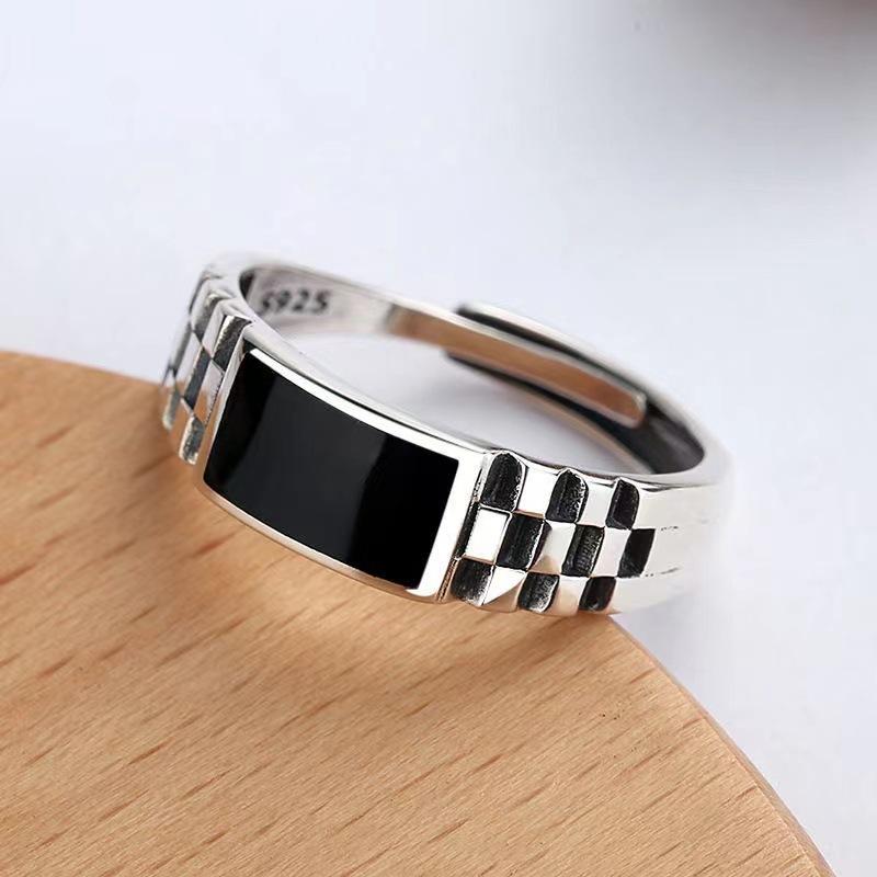 New Men's Ring, Light Luxury, High-end, Exquisite, Cold and Wind-drop Glaze Men's Open Ring