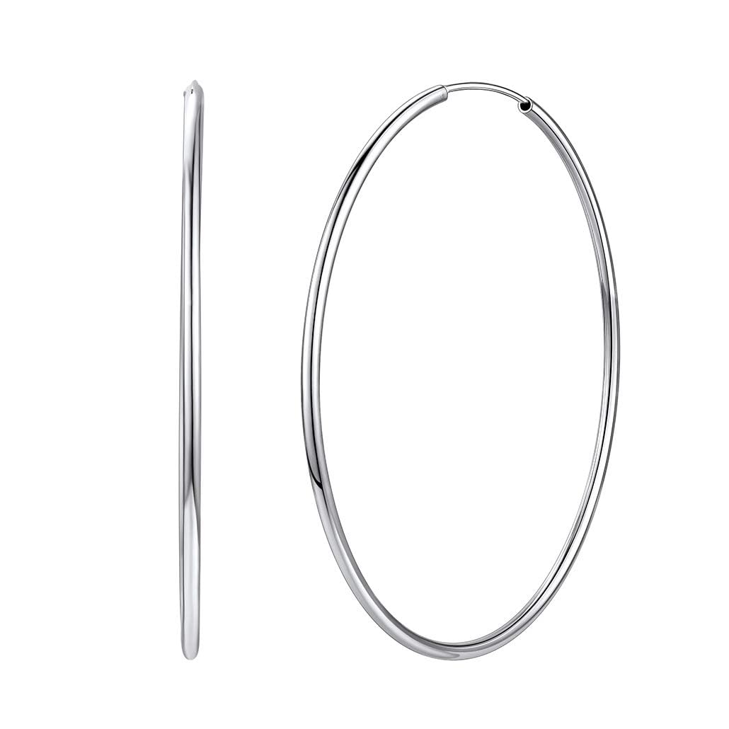

Silver 925 Ring Earrings for Diameter Hoop Simple Accessories [Silvora] Women, Large, 70mm, Earrings,