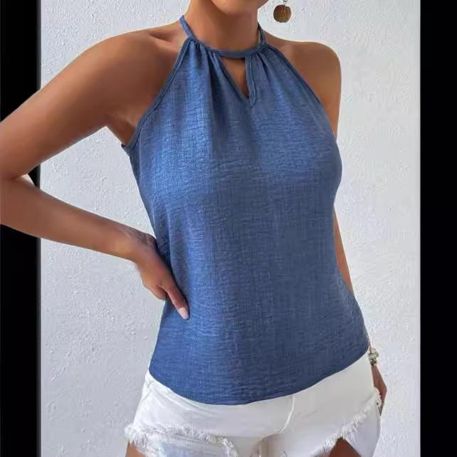 2024 Spring/Summer European & American Women's Fashion V-neck Buckle Vest