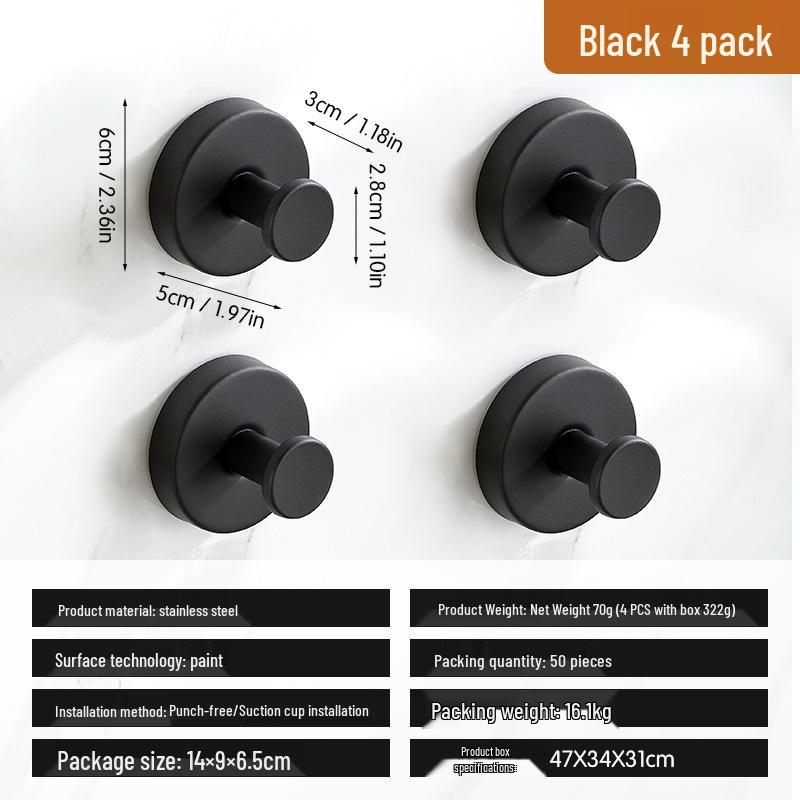 Traceless Stainless Steel Vacuum Suction Cup Hook for Kitchen & Bathroom