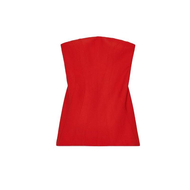 Spring and Summer Women's Clothing European and American Leisure Line Decoration Tube Top Sleeveless Elegant Minimalist Short Dress 1058005