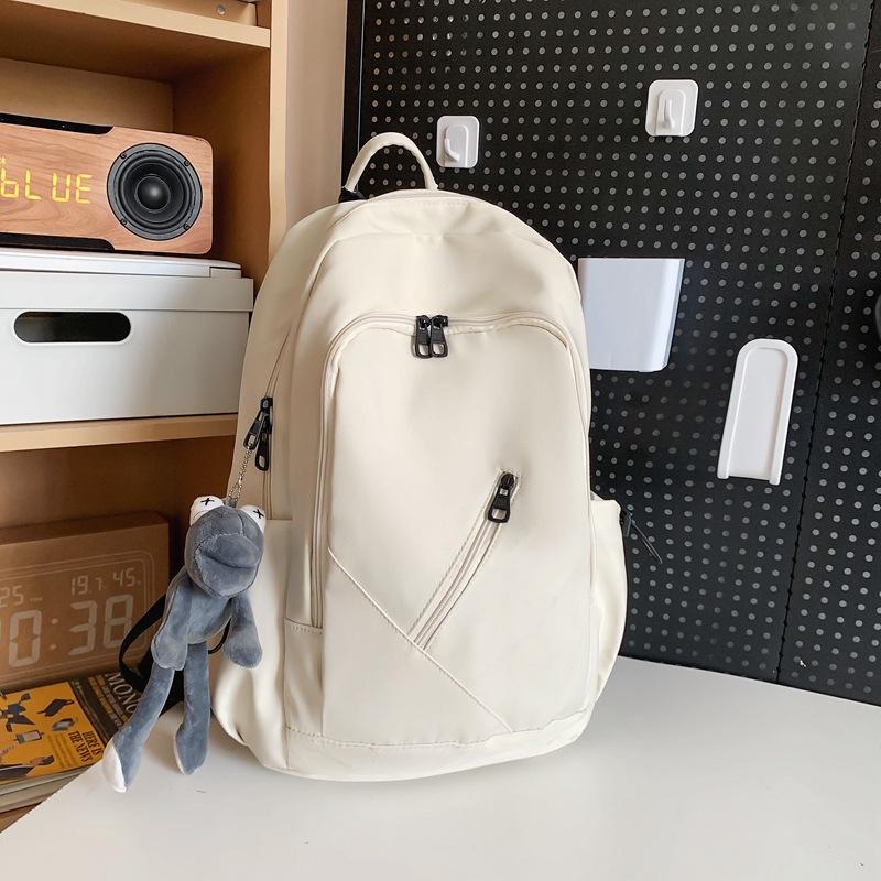 Schoolbag High-end Large-capacity Backpack Men's Backpack Versatile Solid Color Schoolbag Female College Student Junior High School Backpack Tide