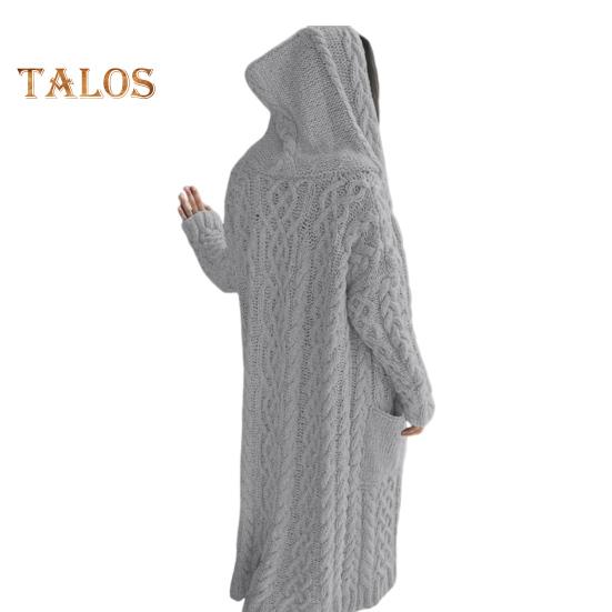 

Женская куртка-свитер с карманами, средней длины, с капюшоном, трикотажная скрученная текстура, однотонная, с длинным рукавом, куртка больших размеров, плотная, повседневная верхняя одежда для поездок на работу XXXXXL серый