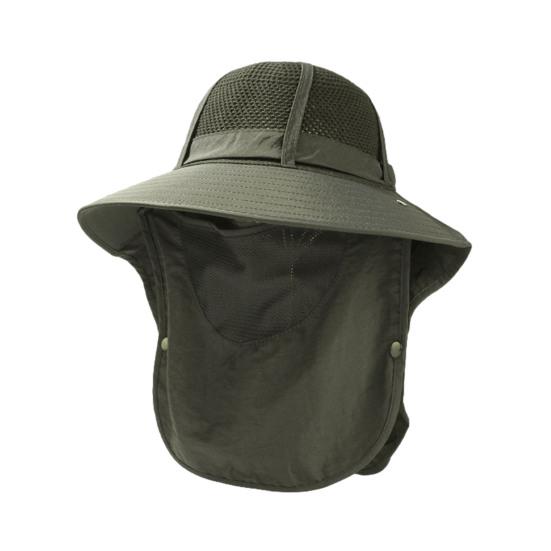 Summer Fisherman Hat Wide Brim Adjustable Drawstring Bucket Hat Outdoor армия зеленый