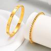 Vnox 2-8mm Women Bracelets Set, Simple Stacked Gold Plated Stainless Steel Beads Bracelets , Glam Love Gift Cuff Bangles for Her