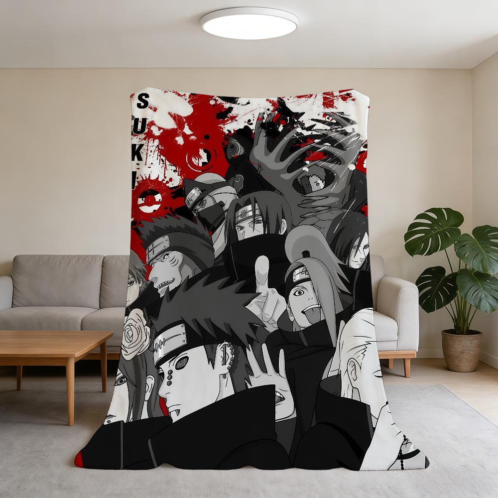 Anime N-NARUTO-ES A-Akatsuki Blanket Super Warm Comfortable Plush Throw Blanket Child Home Sofa Bedroom Gift