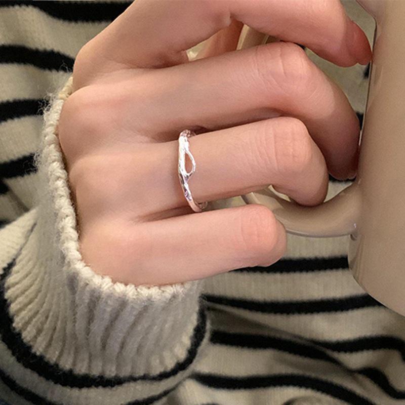 Korean-Style Minimalist Lava Thin Band Ring for Women - 2023 Trendy Open Index Finger Design Adjustable Open Size