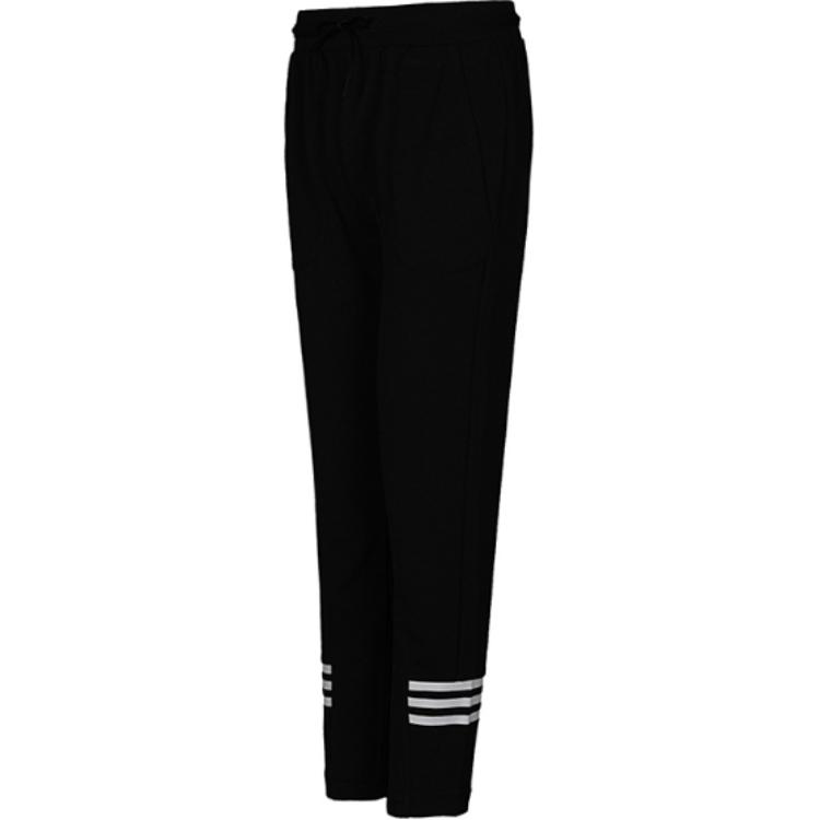 Adidas Neo Logo Embroidered Striped Comfortable Casual Knitted Sports Pants Women bottoms Black DM4172