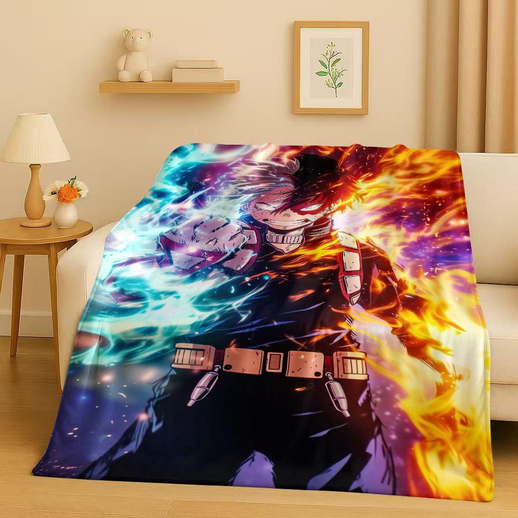 HD Anime My Hero Academia Bakugou Deku Cartoon Flannel Blanket,Ultra Soft Warm Plush Throw for Home Bedroom Bed Sofa Cover Kids