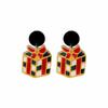925 Sterling Silver Cartoon Christmas Earrings: Cute Bell & Snowman Acrylic Dangle Design