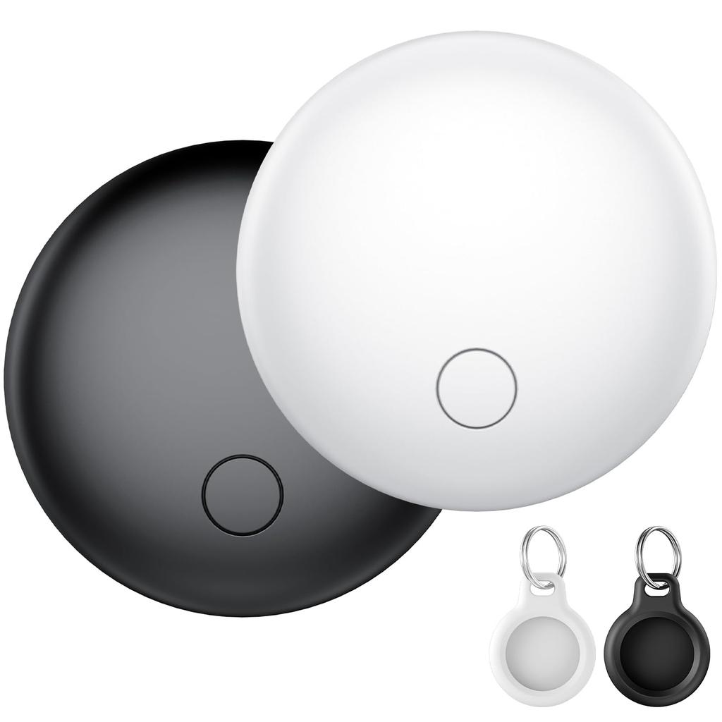 2-Pack Smart Tracker Tag for Apple Find My App, IP67 Waterproof, Replaceable Battery, for Keys, Luggage, Backpack + Holder