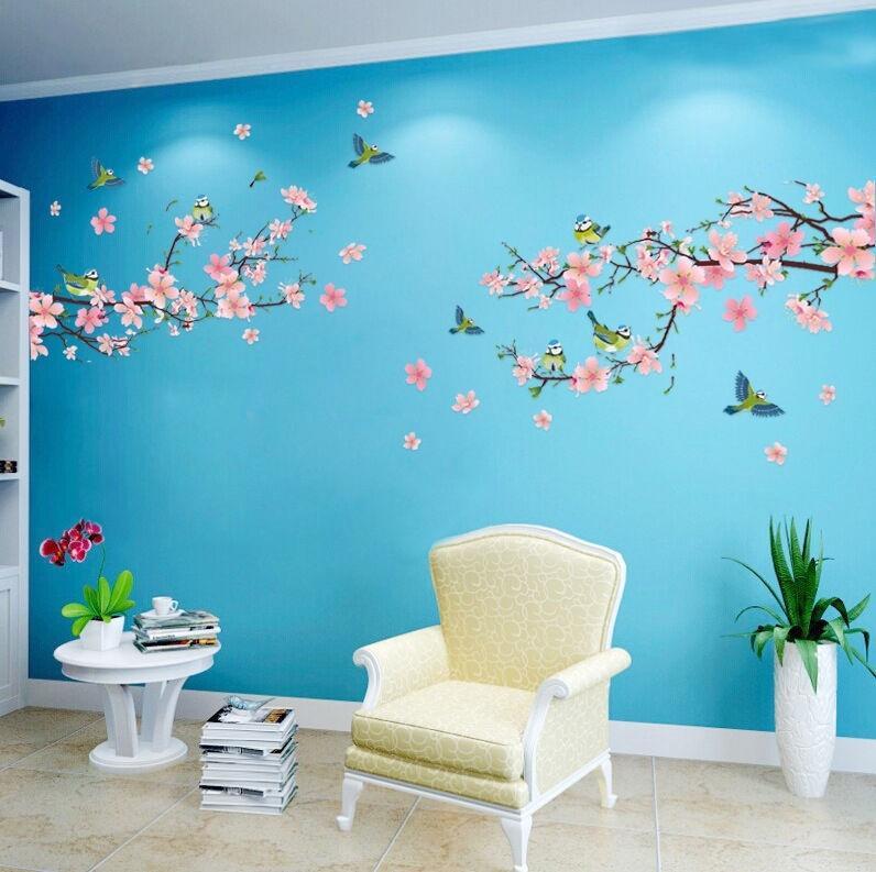 Large Cherry Blossom Flower Butterfly Tree Wall Stickers Art Decal Home Dec wj