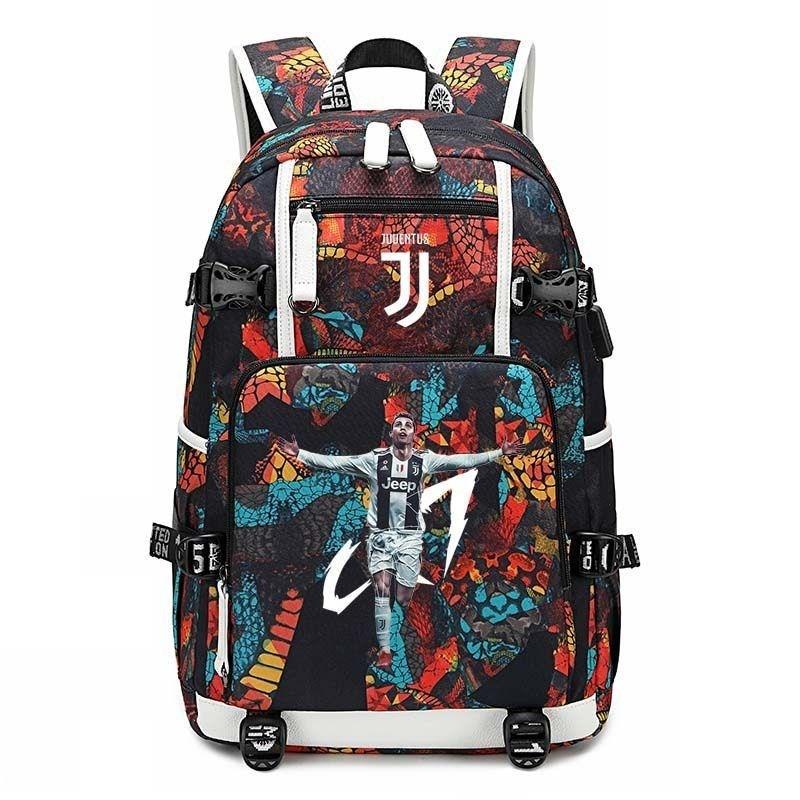 Football Star Printing Large-Capacity Load-Reducing Backpack Multi-Functional Portable Casual Backpack