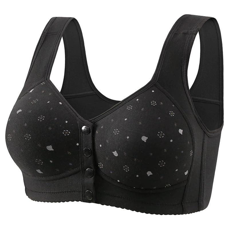 Women Large Size Adjustable Strap Front Buckle Bra Printed Bra