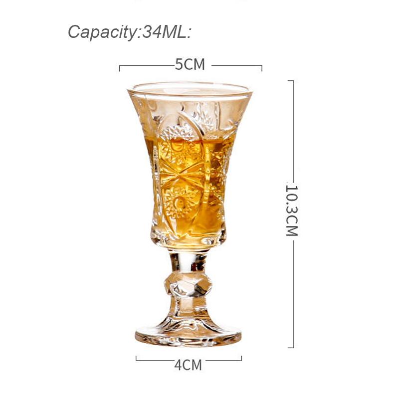 6pcsx34/45ML Lead Free European Design Chinese Old Fashioned Shot Glasses for Liquor Vodka Spirit Drinkware