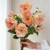 2 Cabezas Flores Artificiales de Peonías Ramas de Peonía Falsas de Seda con Tallo para Ramo de Novia DIY Centros de Mesa de Boda Arreglos Florales