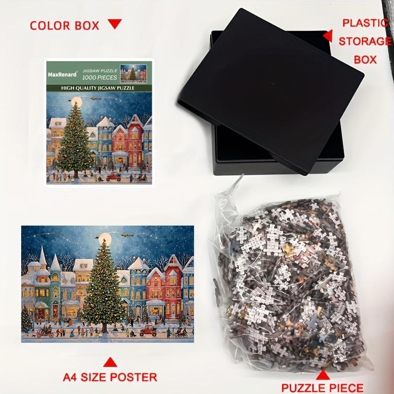 Puzzle de Noël 1000 pièces - Scène de rue hivernale avec arbre de Noël géant, 15x10 pouces Activité familiale Adultes Hobbyistes