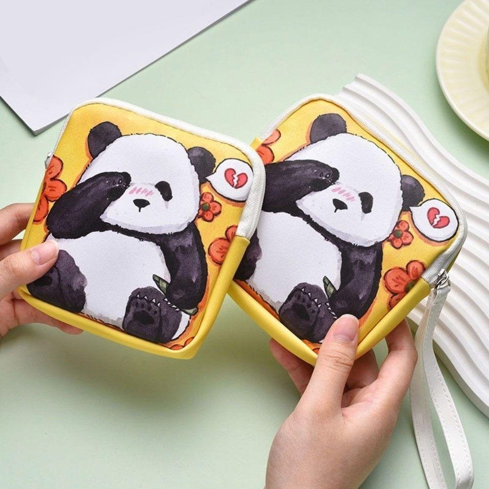 Cute Panda Sanitary Pads Bag Large Capacity Makeup Bags New Menstrual Cup Pouches Daily Carry