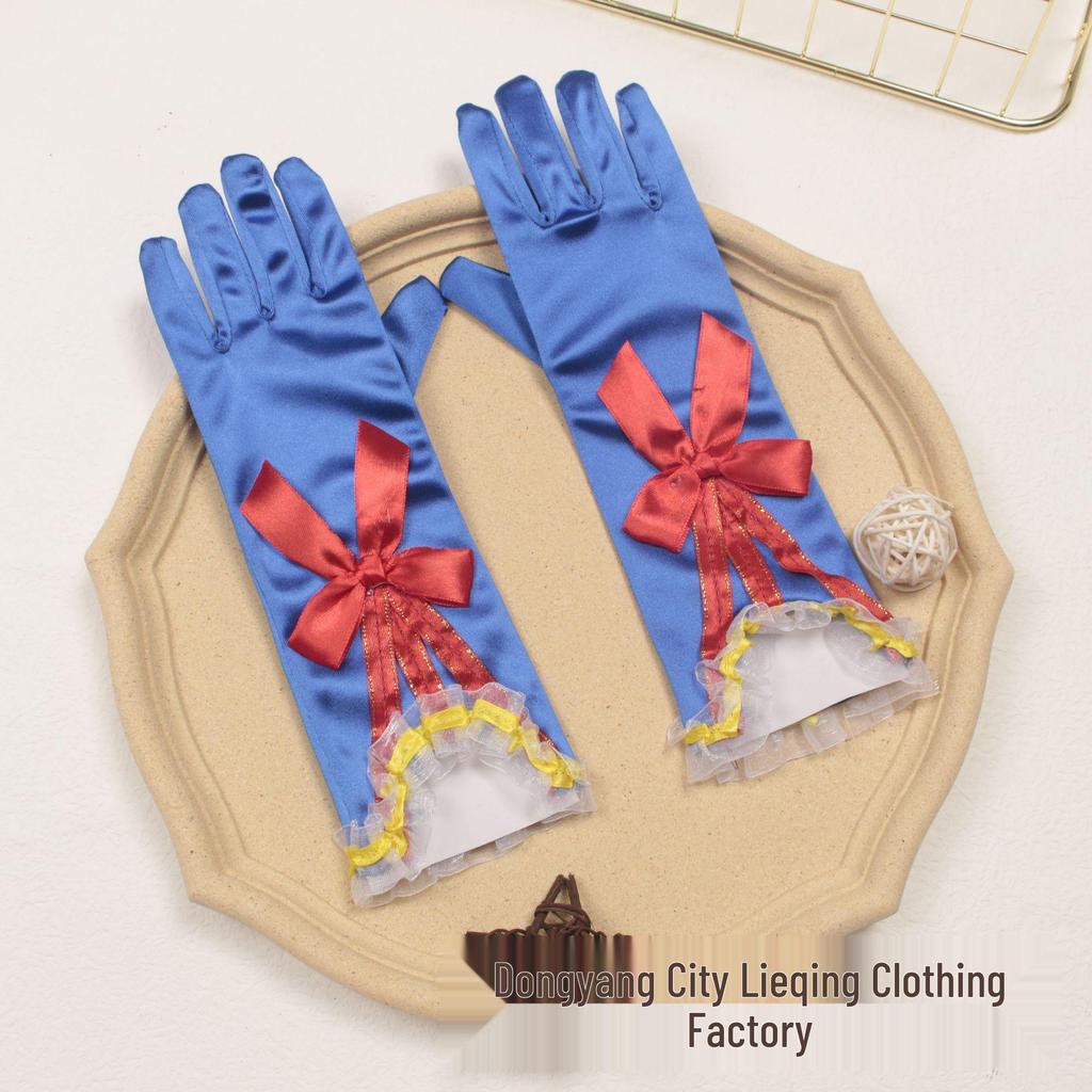 Princess Elsa Kids' Satin Gloves – Snow White Frozen Sophia Bow Performance Long Gloves