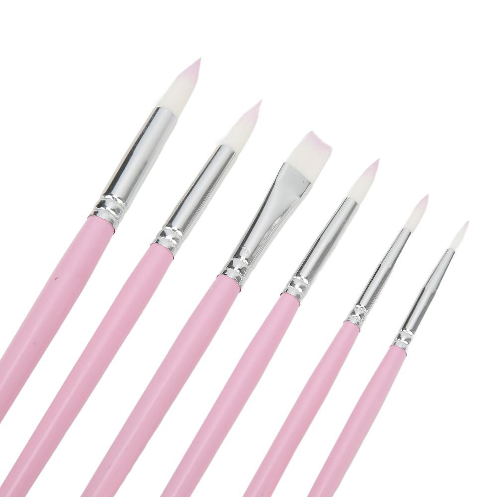 6pcs Flat And Pointed Watercolor Paint Brush Set Clay Sculpting Tool Set For Watercolor Painting