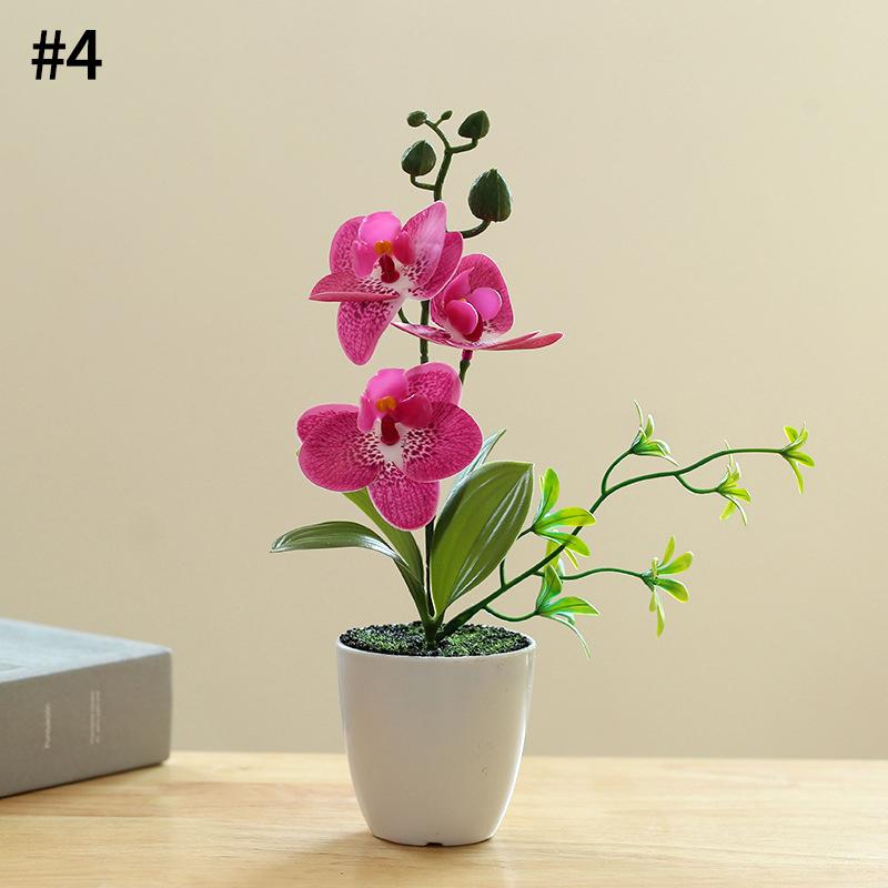 3D Orchid Artificial Butterfly Orchid Bonsai with Pot Simulation Butterfly Orchid Bonsai Fake Flower Wedding Decoration Flores
