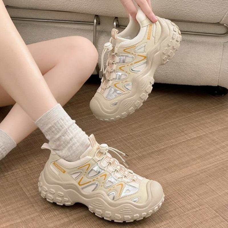 ins shoes women's fashion outdoor casual hiking shoes mesh lace-up retro platform sneakers