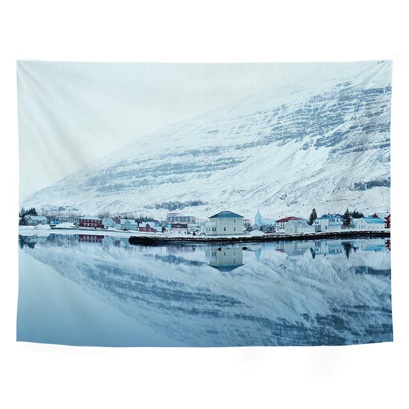 ins Wind Healing Series Tapestry Waves and Snow Mountain Lakes Landscape Wall Hanging Bedroom and Living Room Home Decor