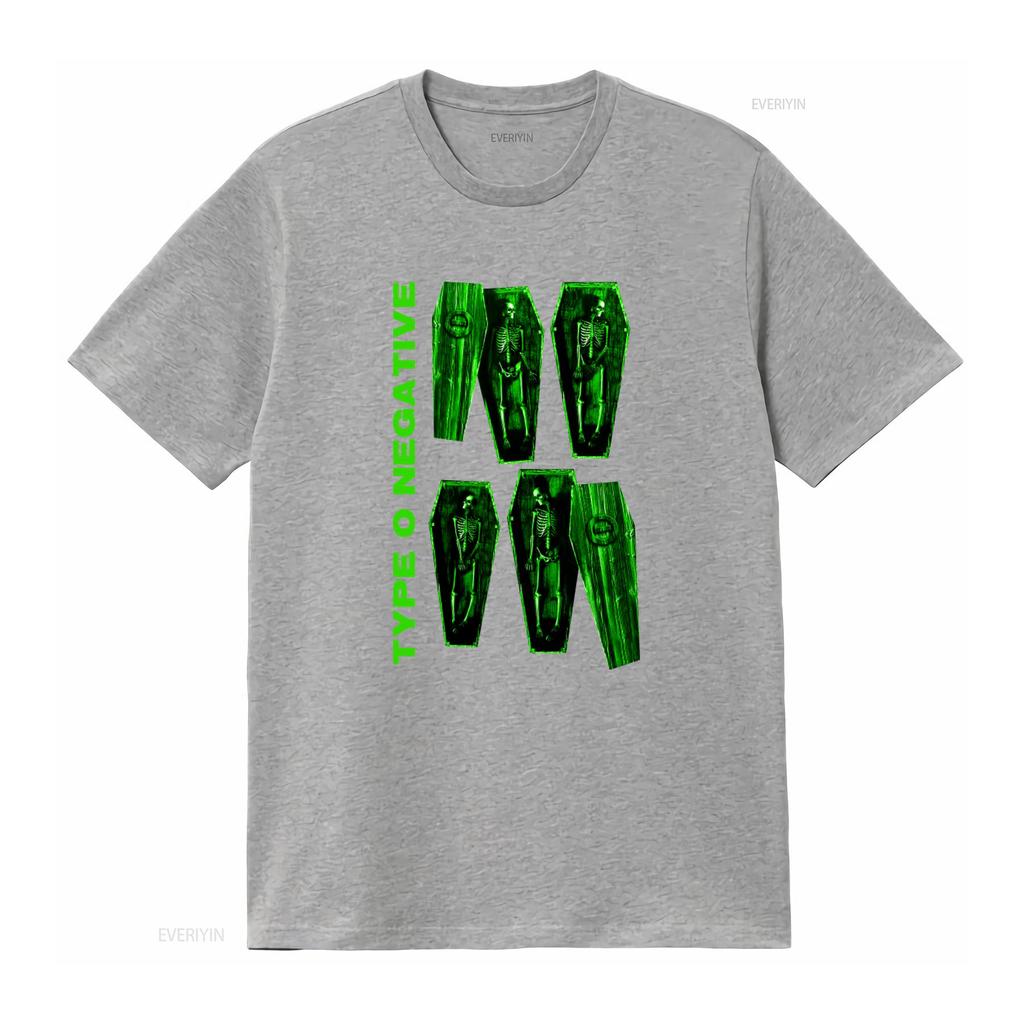 Type O Negative Coffin Skeleton T Shirt for Gothic Rock Band Vintage Washed Versatile Soft Designer Clothes Stretched Graphic