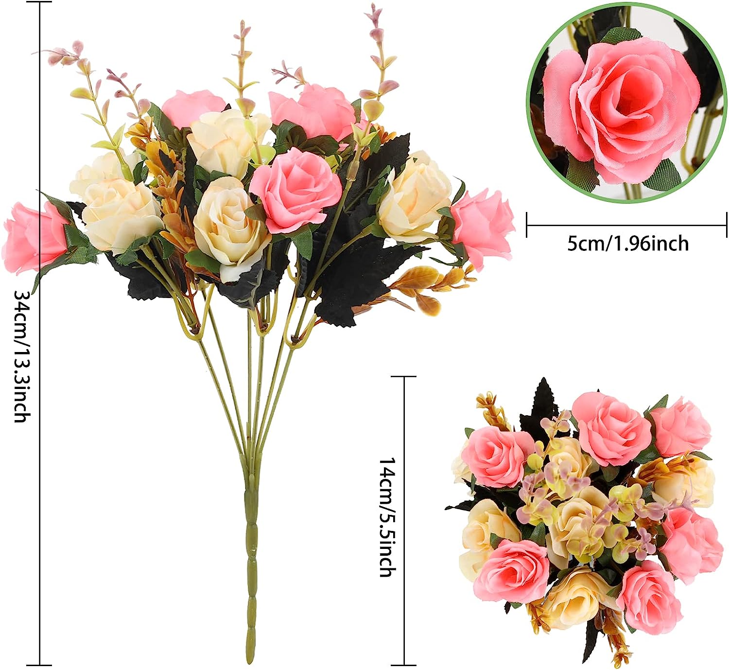 

12 головок искусственных роз, искусственные двухцветные цветы со стеблями, букеты искусственных роз для украшения свадебной вечеринки дома
