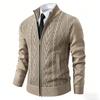 Men S Stand Collar Fleece Thick Cardigan Sweater Long Sleeve Winter Outerwear