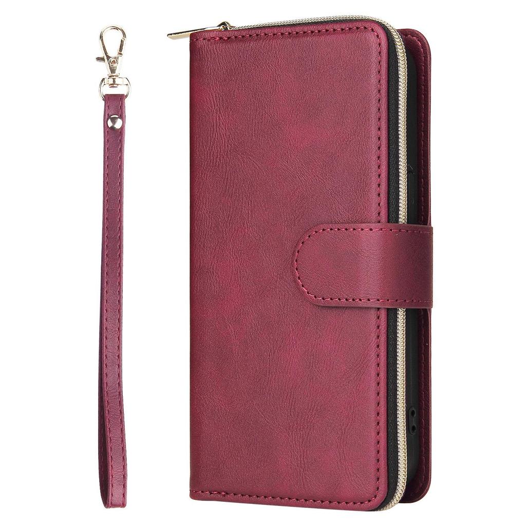 Apple iPhone 13/12 Mini Leather Case: Nine-Card Zipper Style for 14 Pro Max