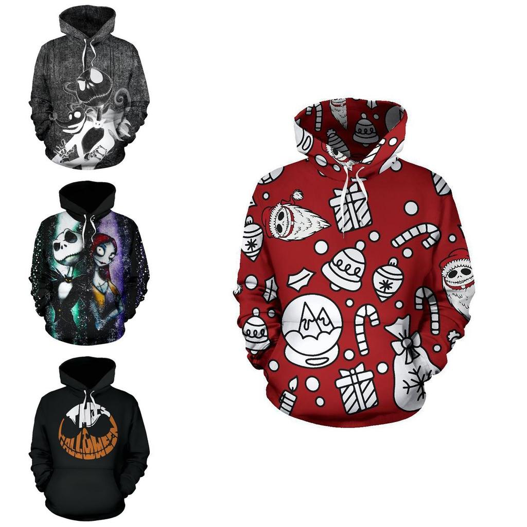 Nightmare Before Christmas Sally And Jack Skellington 3d Hoodie Sweatshirt In Various Sizes