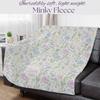 VIKAMA Soft Watercolor Floral Flannel Blanket Warm For Cottagecore Nursery Bedroom Sofa Throw All Season Decor