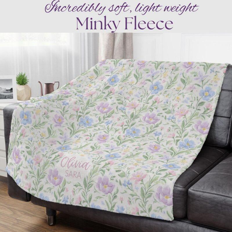 VIKAMA Soft Watercolor Floral Flannel Blanket Warm For Cottagecore Nursery Bedroom Sofa Throw All Season Decor