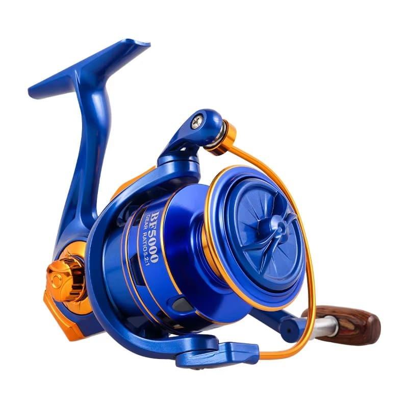 2024  Newest Fishing Reel 5.2:1 High Speed Ratio Metal Spool Spinning Reel 2000-7000 Gear Ratio Long Casting Solid Wood Sea Fishing Rod