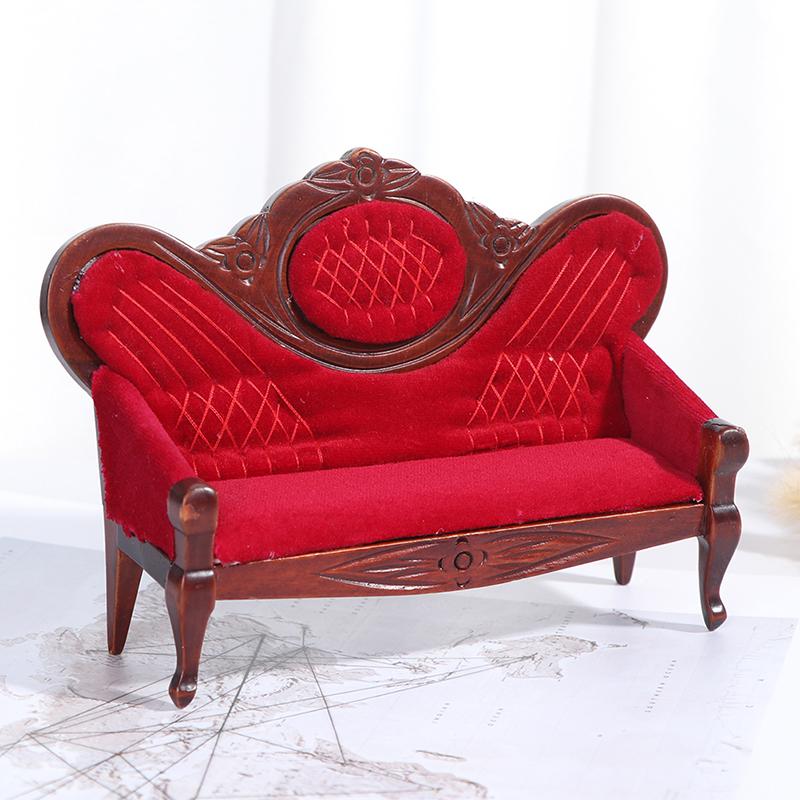 1:12 Dollhouse Miniature Soft Double Sofa For Dolls Furniture Pretend Play Toy