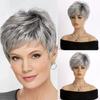 Perruque courte coupe pixie pour femmes, perruque synthétique dégradée avec mèches et frange, perruque de remplacement de cheveux naturels