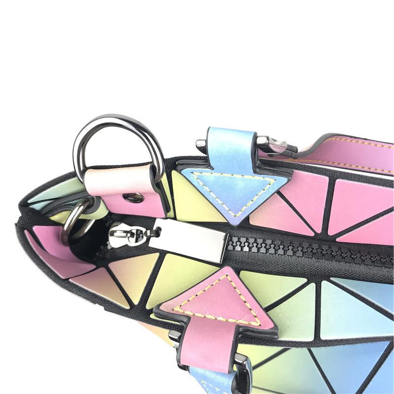 Bag Women's Geometric Rhombus Shoulder Bag Fashion Rainbow Bucket Bag Women's Folding Portable Oblique Span Bag