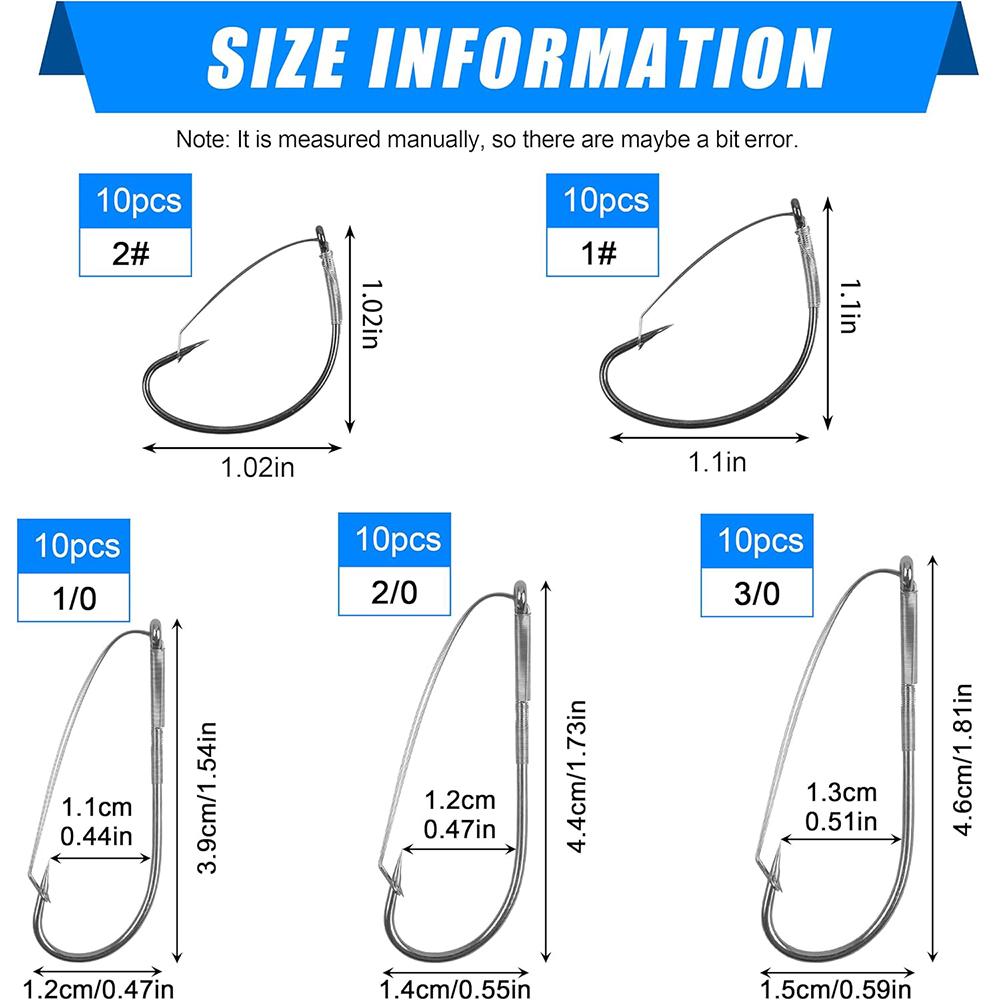 50Pcs Wacky Weedless Hooks Bass Fishing Hooks Wide Gap Wacky Worm Fishing Hook for Wacky Rig Worm Lures Freshwater Saltwater