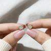 Versatile Cat's Eye Stud Earrings for Women, Chinese-Inspired, Gold-Plated with Jade, Elegant and Luxurious.