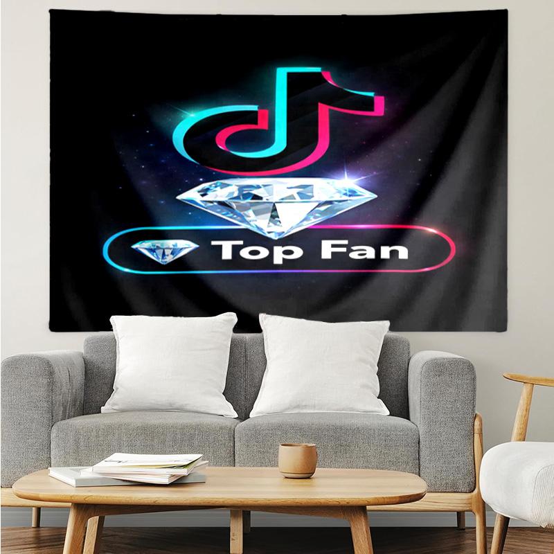 Neon Tiktok Logo Art Tapestry Hanging for Bedroom,Livingroom, Playroom,Decor Art Room Wall Tapestry Holiday and Birthday Gifts